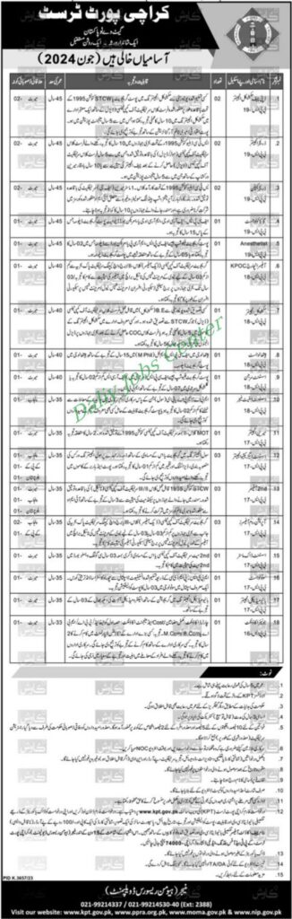 Latest Management Posts at Karachi Port Trust 2024