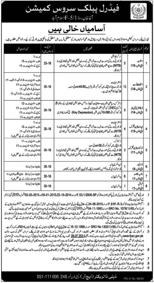 Latest FPSC Job Openings in Islamabad 2024