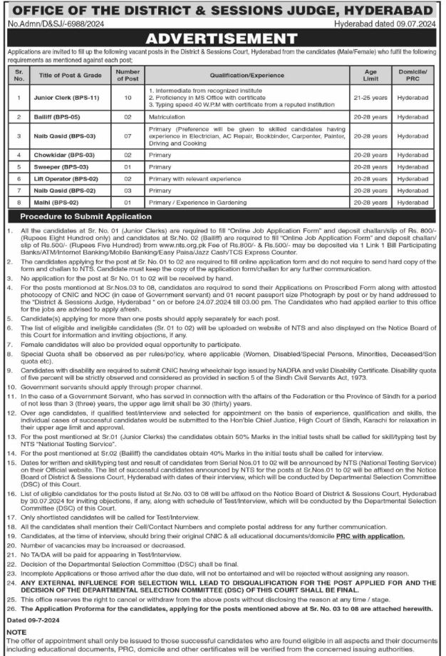 Latest District &amp; Session Court Management Posts in Hyderabad 2024